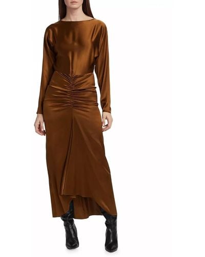 Veronica Beard Sabri Stretch Silk Maxi Dress - Brown