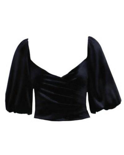 Lucy Paris Daniela Velvet Wrap Top - Black