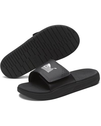 PUMA Soft Ride X Tmc Open Toe Slip On Slide Sandals - Black