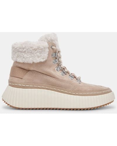 Dolce Vita Debbie Plush Sneakers Taupe Suede - Natural