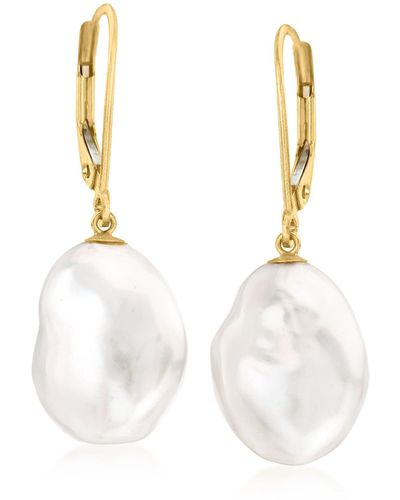 Ross-Simons 11-12mm Cultured Baroque Pearl Drop Earrings - White