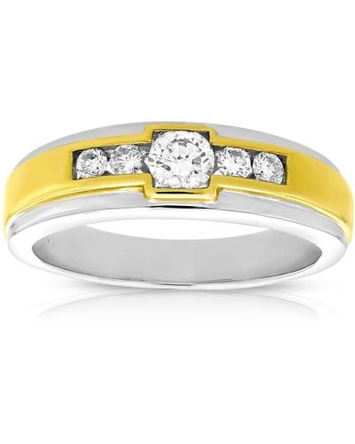 Vir Jewels 1/2 Cttw 5 Stone Diamond Engagement Ring 14k Two Tone Gold Round - Metallic