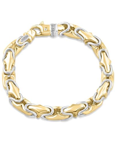 Pompeii3 Solid 14k White And Yellow Gold 74 Grams 8.7mm Wide Bracelet Lobster Clasp - Metallic