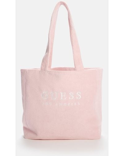 Guess Factory Terry Cloth Logo Tote - Pink