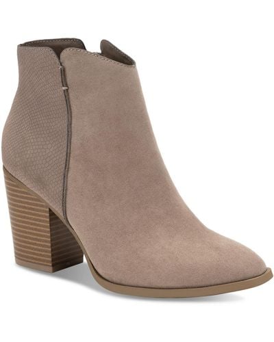 Sun & Stone Graceyy Faux Leather Block Heel Ankle Boots - Gray