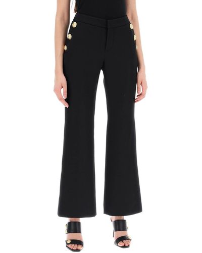 Balmain Flared Pants With Embossed Buttons - Black