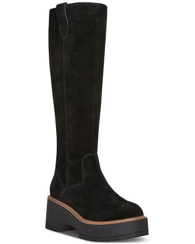 Aqua College Gina Suede Tall Knee-high Boots - Black