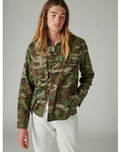 Lucky Brand Slub Twill Military Jacket - Green