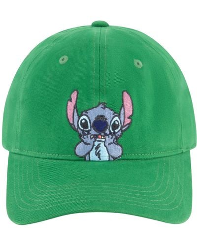 Disney Stitch Hands On Face Peek A Boo Embroidery Dad Cap - Green