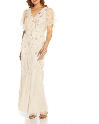 Adrianna Papell Petites Embellished Wedding Evening Dress - White