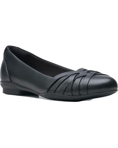 Clarks Sara Clover Leather Woven Ballet Flats - Black