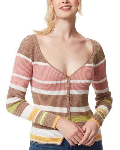 Jessica Simpson Hollie Striped Button-down Cardigan Sweater - Pink