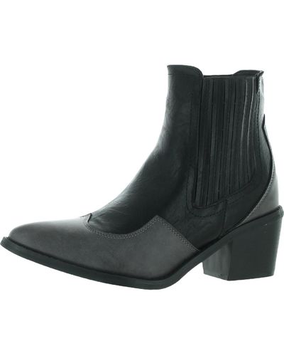 Seven7 Tuxedo Tex Faux Leather Pointed Toe Ankle Boots - Black
