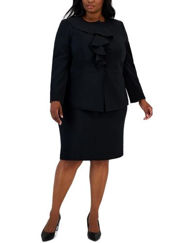 Le Suit Plus 2pc Polyester Skirt Suit - Black