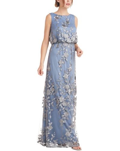 JS Collections Blouson Maxi Evening Dress - Blue