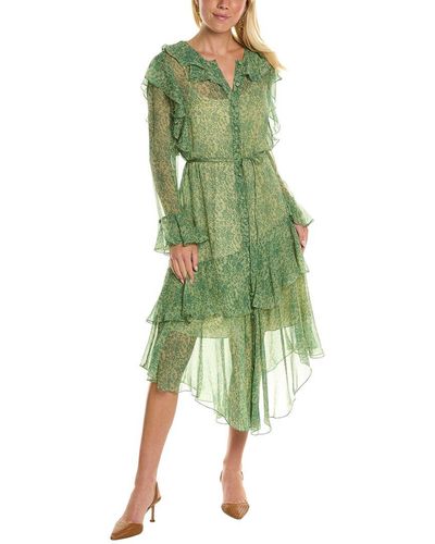 Rebecca Taylor Chiffon Silk Shirtdress - Green