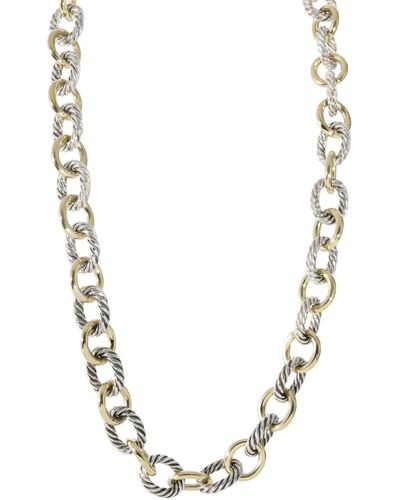 David Yurman Large Oval Link Necklace In 18k Yellow Gold/sterling Silver - Metallic