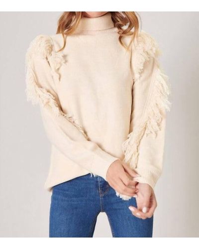 Sugarlips Break It Off Turtleneck Fringe Sweater - Blue