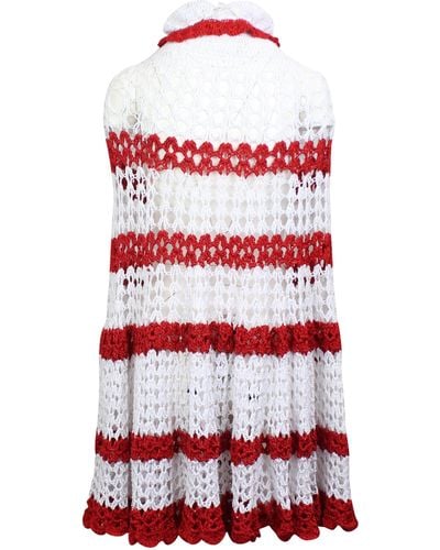 Rodarte Hand Crocheted Strapless Dress - Red/