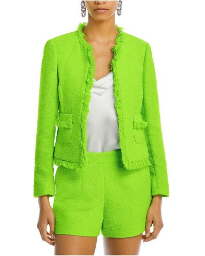 L'Agence Angelina Tweed Cropped Open-front Blazer - Green