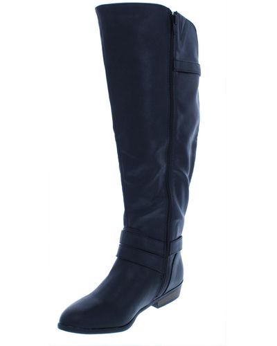 Material Girl Carleigh Wide Calf Faux Leather Riding Boots - Blue