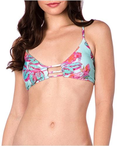 Nanette Lepore Wonderland Floral Enchantress Strappy Beachwear Bikini Swim Top - Pink