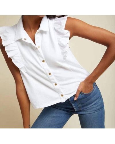 Nation Ltd Archer Ruffled Button Up Top - White