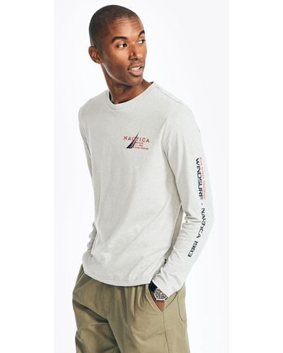 Nautica Sustainably Crafted Graphic Long-sleeve T-shirt - Gray