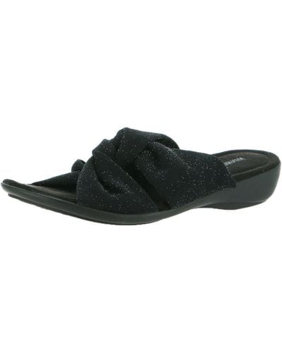 Minnetonka Sarong Criss-cross Front Slip On Slide Sandals - Black