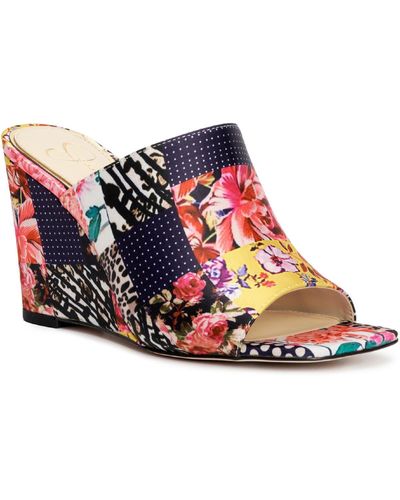 Jessica Simpson Aishia 2 Slip On Square Toe Wedge Sandals - Multicolor