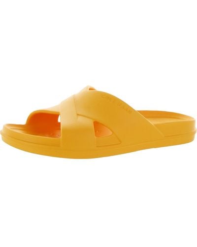 Cole Haan Findra Open Toe Slip On Pool Slides - Yellow