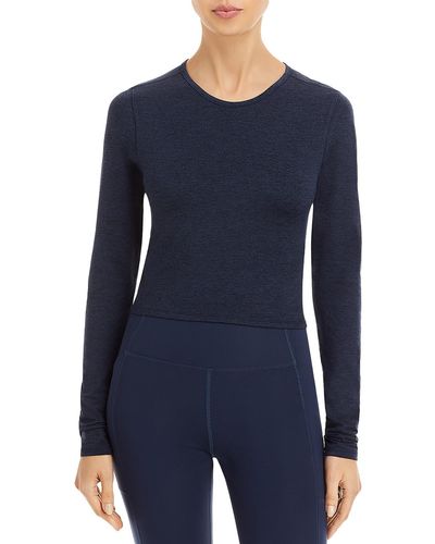 GIRLFRIEND COLLECTIVE Crewneck Cropped Blouse - Blue