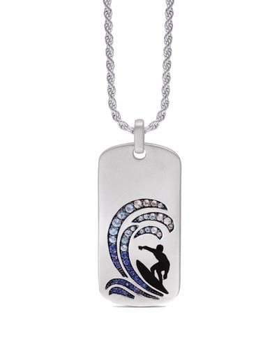 Monary Surfer's Paradise Sterling Silver Blue Sapphire & Topaz Stone Tag - White