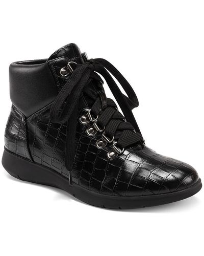 Aerosoles Frankie Fax Leather Ankle Combat & Lace-up Boots - Black