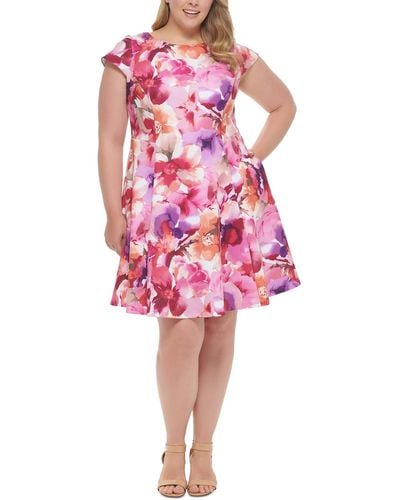 Jessica Howard Plus Party Short Fit & Flare Dress - Pink
