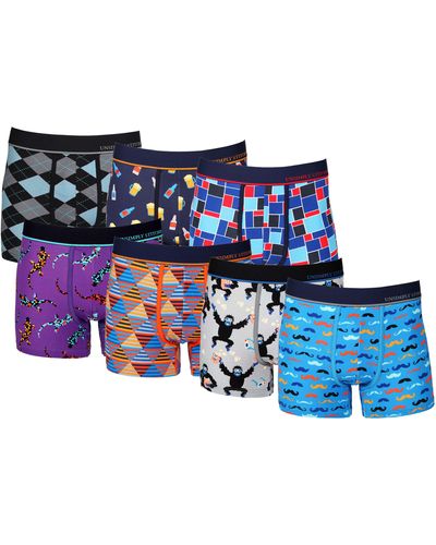 Unsimply Stitched Boxer Trunk 7 Pack - Blue