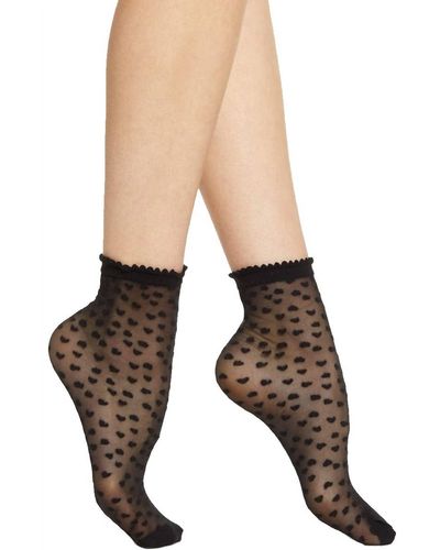 Pretty Polly Sheer Heart Anklet Socks - Black