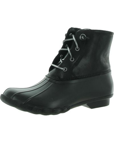 Sperry Top-Sider Saltwater Leather Lace-up Rain Boots - Black