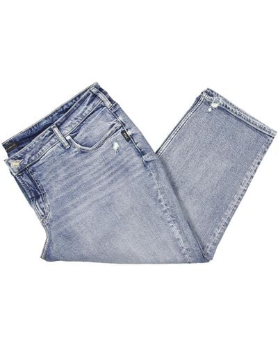 Silver Jeans Co. Plus Mid-rise Distressed Capri Jeans - Blue