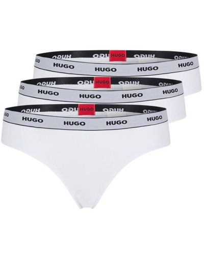 HUGO Boss - Three Pack Of Logo Waistband Thongs - White