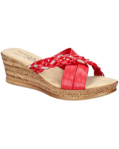 TUSCANY by Easy StreetR Gessica Leather Braided Wedge Sandals - Pink