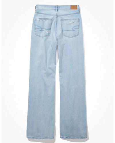 American Eagle Outfitters Ae Dreamy Drape Ripped Super High-waisted baggy Wide-leg Jean - Blue