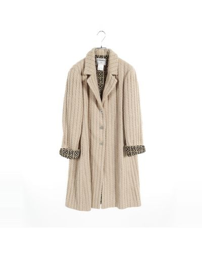 Chanel Long Coat Alpaca Wool Beige 00a - Natural
