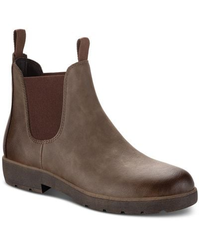 Sun & Stone Hawkes Faux Leather Comfort Chelsea Boots - Brown