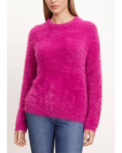 Velvet By Graham & Spencer Crew Neck Sweater In Magenta - Pink