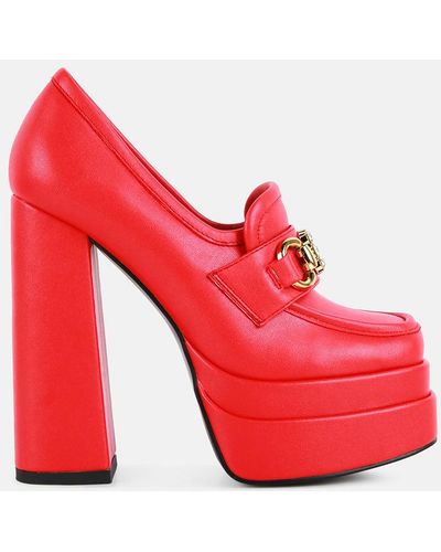 LONDON RAG Bratz Diamante Embellished Chunky Platform Loafers - Red