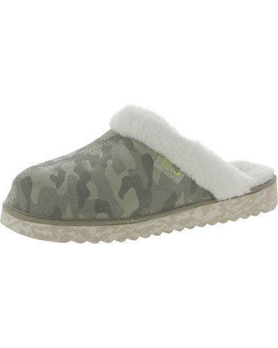 Dr. Scholls Stay Cay Fluf Faux Suede Slip On Slide Slippers - Gray