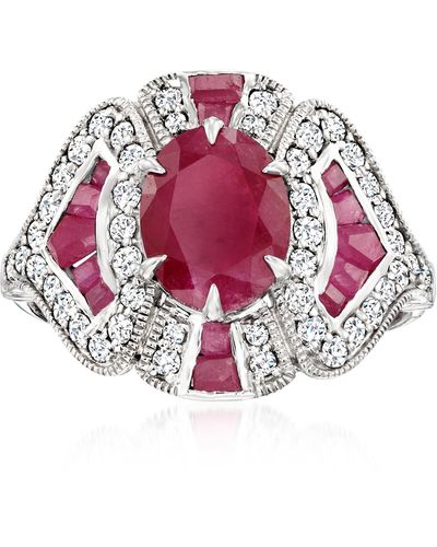 Ross-Simons Ruby And . Diamond Ring - Red