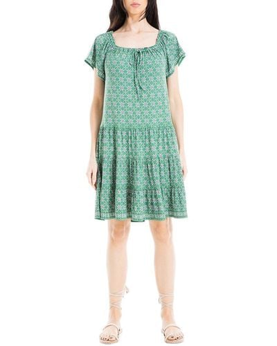 Max Studio Tiered Short Dress - Green
