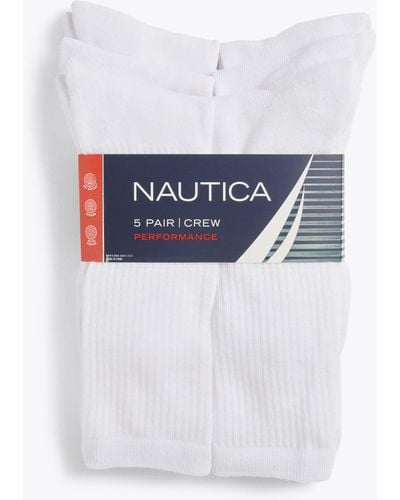 Nautica Athletic Crew Socks, 5-pack - White